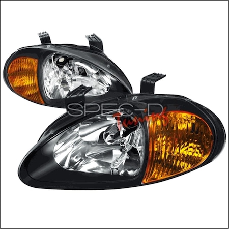 Overtime Euro Housing Headlights for 93 to 97 Honda Del Sol, Black - 10 x 16 x 18 in. OV526714